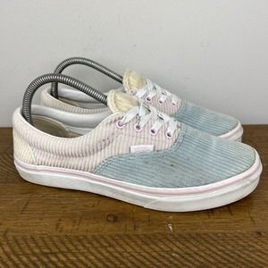 Vans Shoes‎ Kids 7 Era Pink Blue Pastel Corduroy Low Top Casual Sneakers